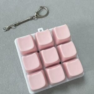 9-Key Mechanical Keyboard Clicker Keychain - Light Pink - No Light