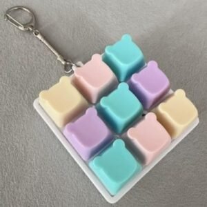 9-Key Mechanical Keyboard Clicker Keychain - Rainbow Bear - No Light