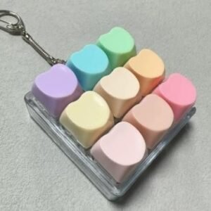 9-Key Mechanical Keyboard Clicker Keychain - Rainbow Clear Case - No Light