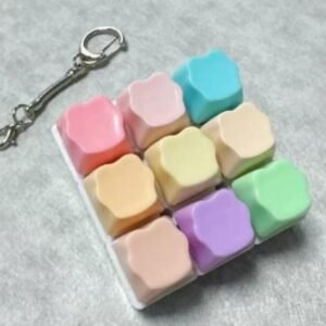 9-Key Mechanical Keyboard Clicker Keychain - Rainbow Fur Paws - No Light