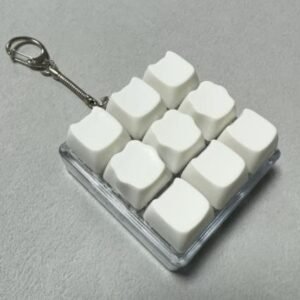 9-Key Mechanical Keyboard Clicker Keychain - White - No Light