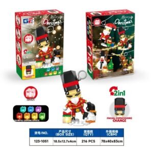 Christmas Building Block Light-Up Pendant Set - Nutcracker & Penguin 100 pcs
