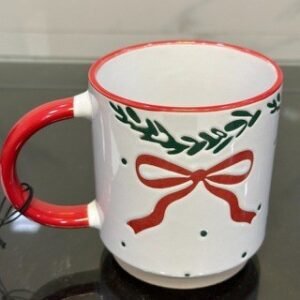 Christmas Ceramic Camp Mug - Holly Bow