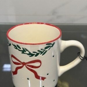 Christmas Ceramic Camp Mug - Holly Bow B