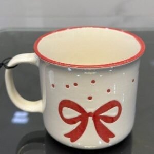 Christmas Ceramic Camp Mug - Red Bow