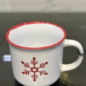 Christmas Ceramic Camp Mug - White Snowflake