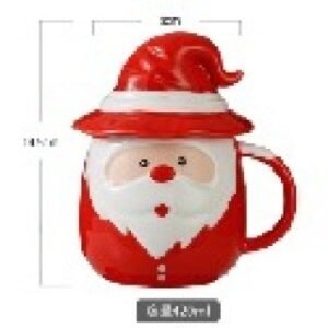 Christmas Ceramic Mug with Lid - Santa Hat