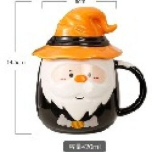 Christmas Ceramic Mug with Lid - Witch Hat Snowman