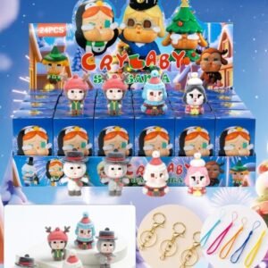 Christmas Flocked Figure Blind Box - 24-Pack with Lanyard