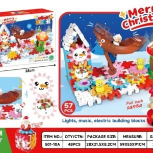 Christmas Gear Building Blocks STEM Set - Reindeer Sleigh
