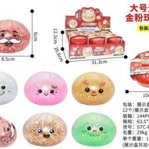 Christmas Glitter Squishy Stress Ball 8.5 cm - Pearl Glitter Bun