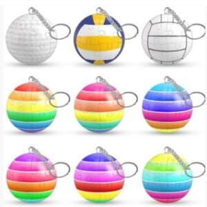 Rainbow Puzzle Ball Keychain