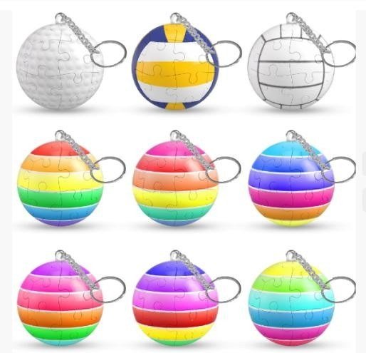 Rainbow Puzzle Ball Keychain