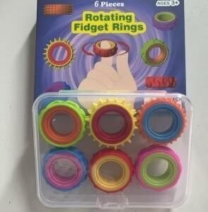 Rotating Sensory Fidget Rings - 6 pcs - Storage Box + Color Box