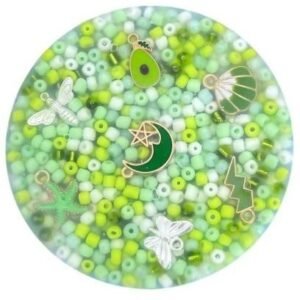 Round Resin Peeling Sensory Toy 8.5 cm - Green & Gold Bead