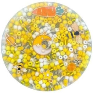 Round Resin Peeling Sensory Toy 8.5 cm - Yellow Metal Bead