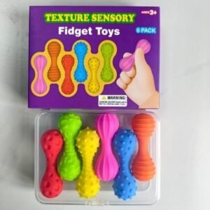 Textured Dumbbell Sensory Fidget (6 pcs) - Bright Colors - Color Box