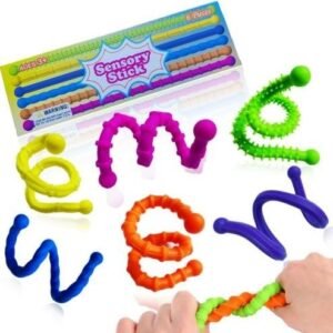 Textured Sensory Fidget Sticks (6 pcs) - Bendable - Color Box