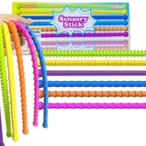 Textured Sensory Fidget Sticks (6 pcs) - Stretchy - Color Box